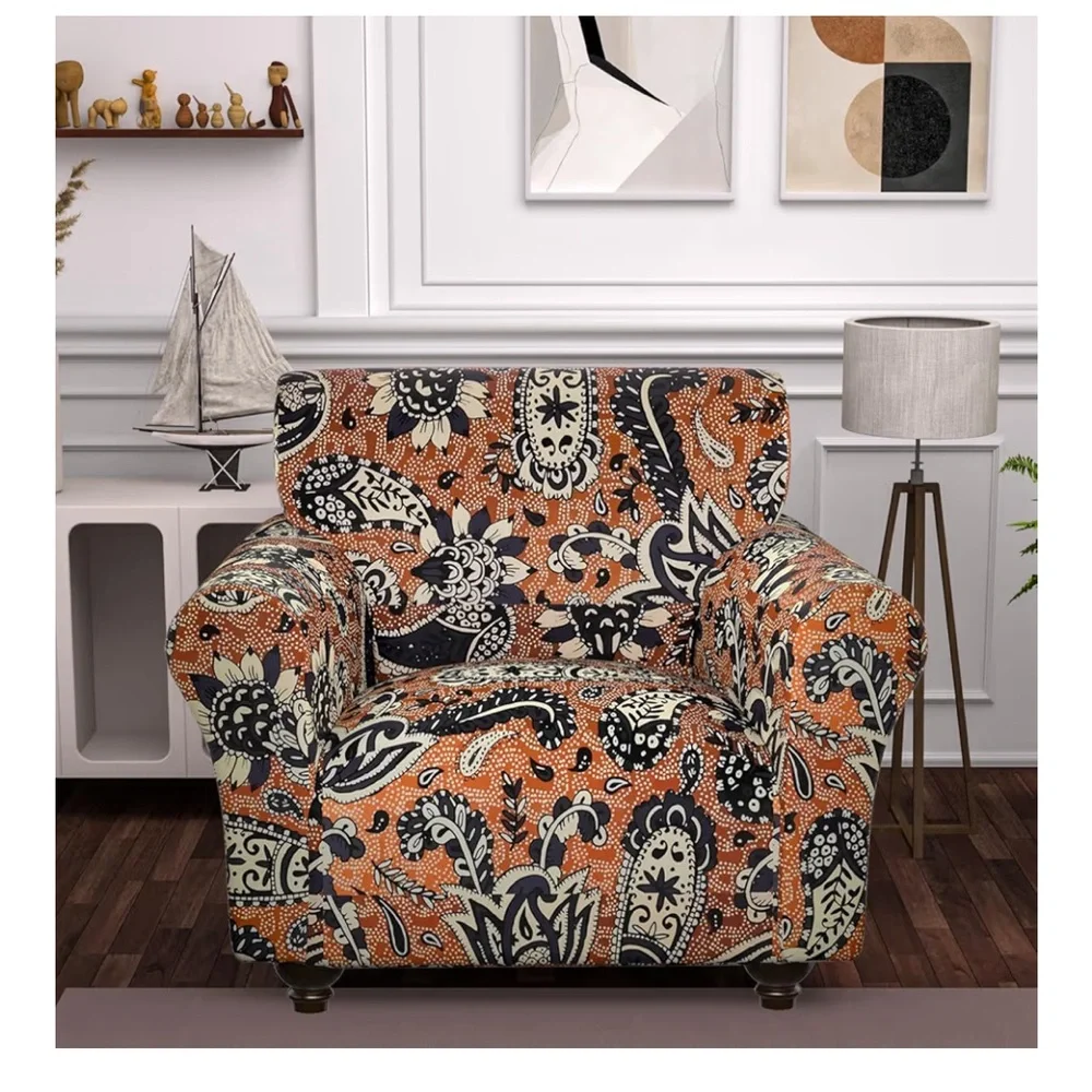 Stretch Couch Covers, Floral Printed Sofa Covers,2 Piece Armchair Slipcover  046